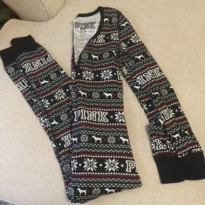 PINK! Christmas onesie pajamas